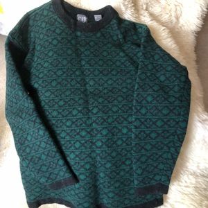 Vintage Teal Patterned Wool Sweater